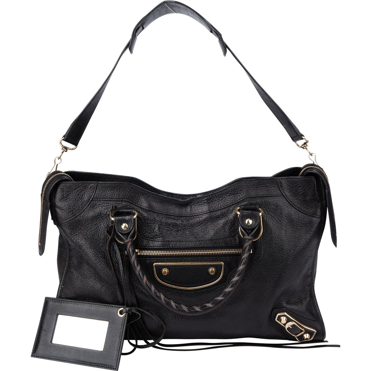 Balenciaga Balenciaga Black Leather City Handbag Zwart