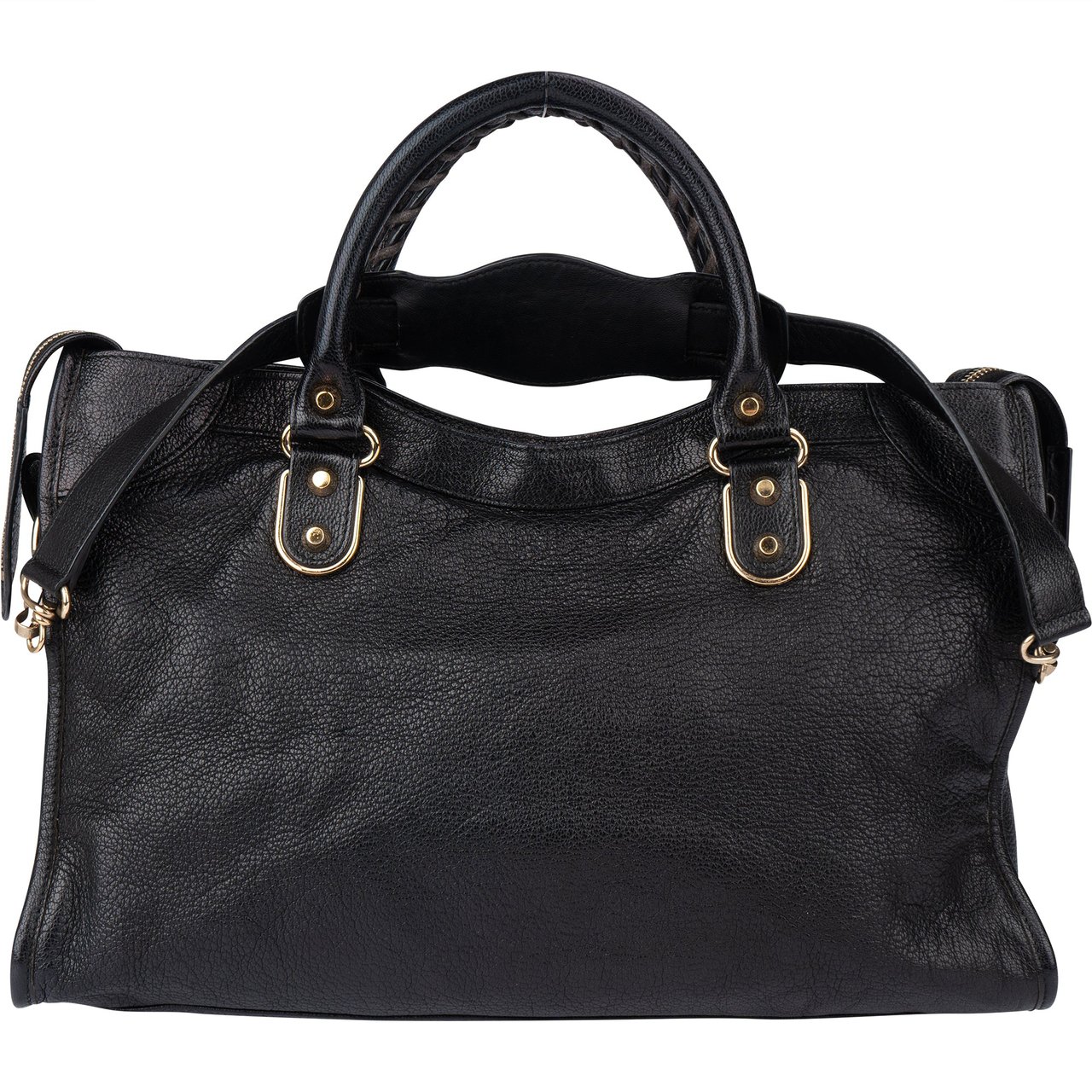 Balenciaga Balenciaga Black Leather City Handbag Zwart