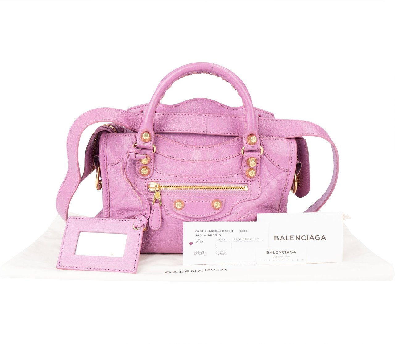 Balenciaga Balenciaga Pink Leather Mini City Handbag Roze
