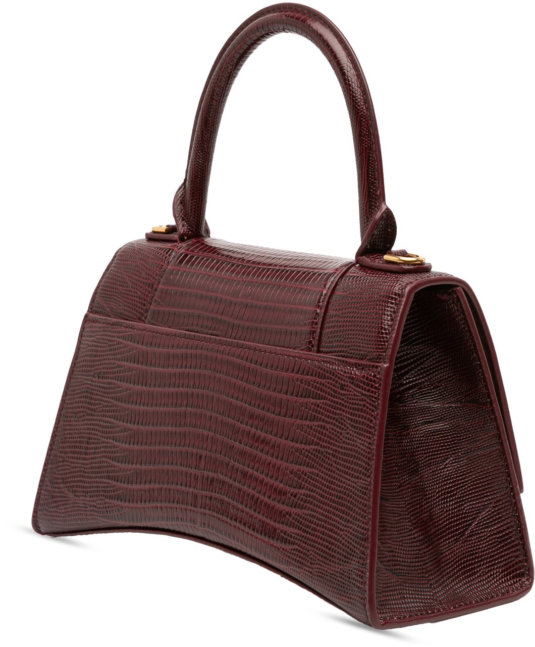 Balenciaga Small Lizard Embossed Calfskin Hourglass Top Handle Bag Rood
