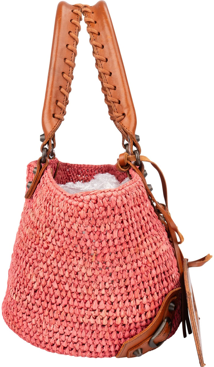 Balenciaga Raffia Panier City Handbag Roze