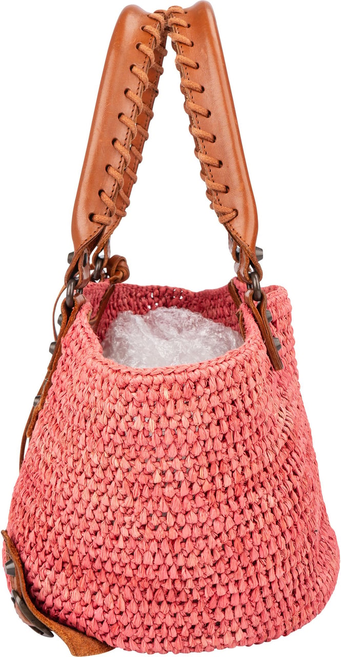Balenciaga Raffia Panier City Handbag Roze