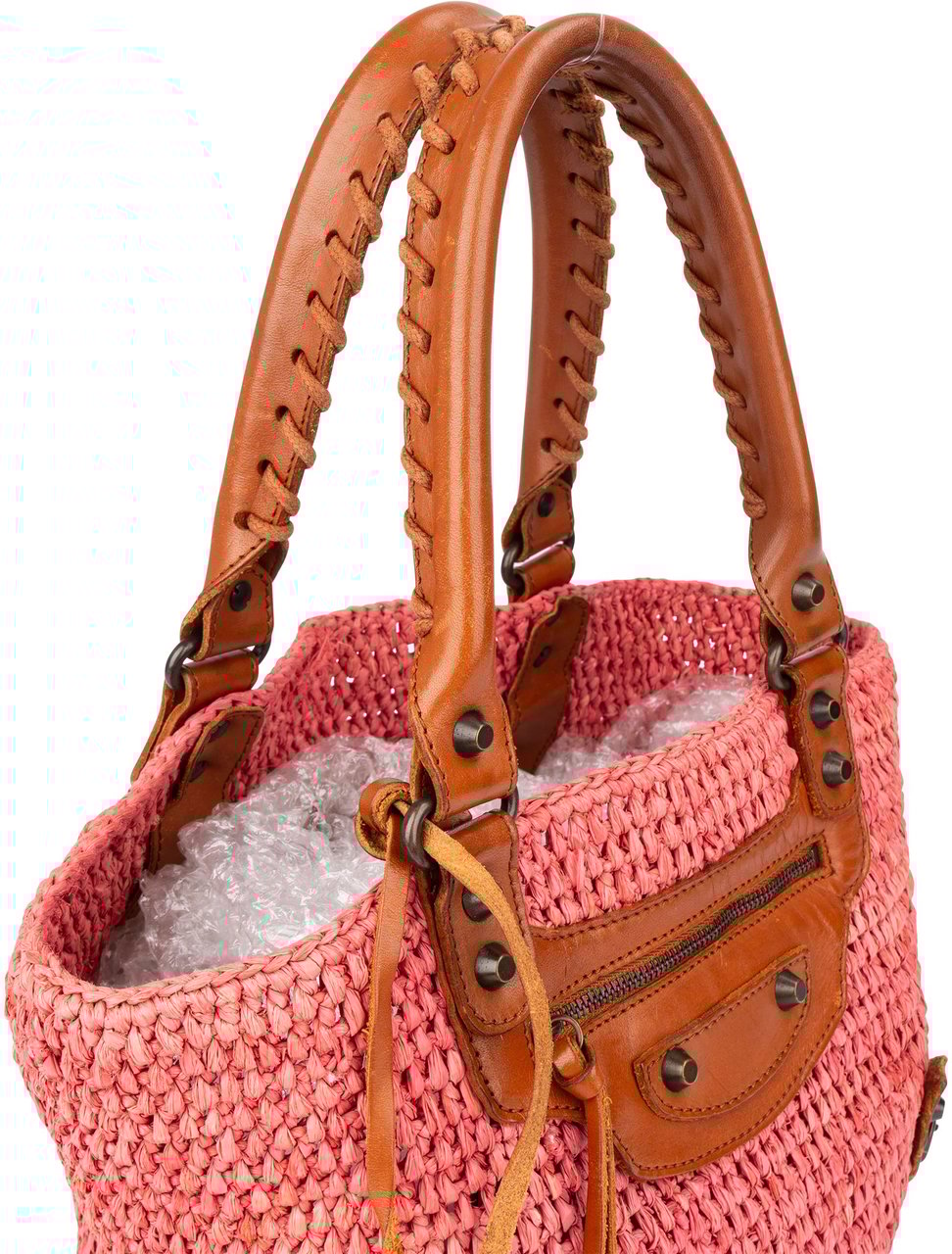 Balenciaga Balenciaga Raffia Panier City Handbag Roze