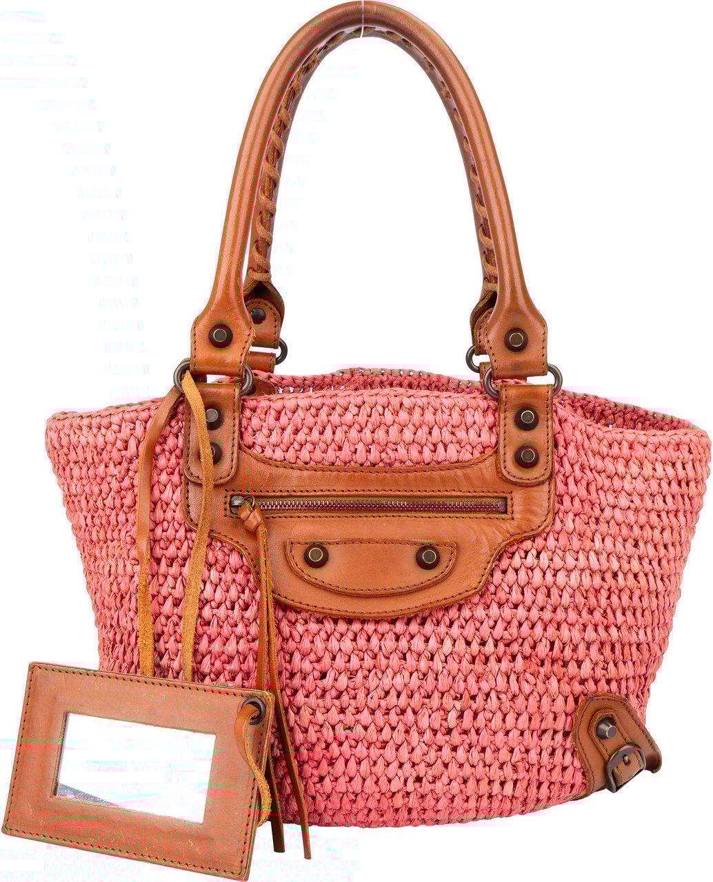 Balenciaga Balenciaga Raffia Panier City Handbag Roze
