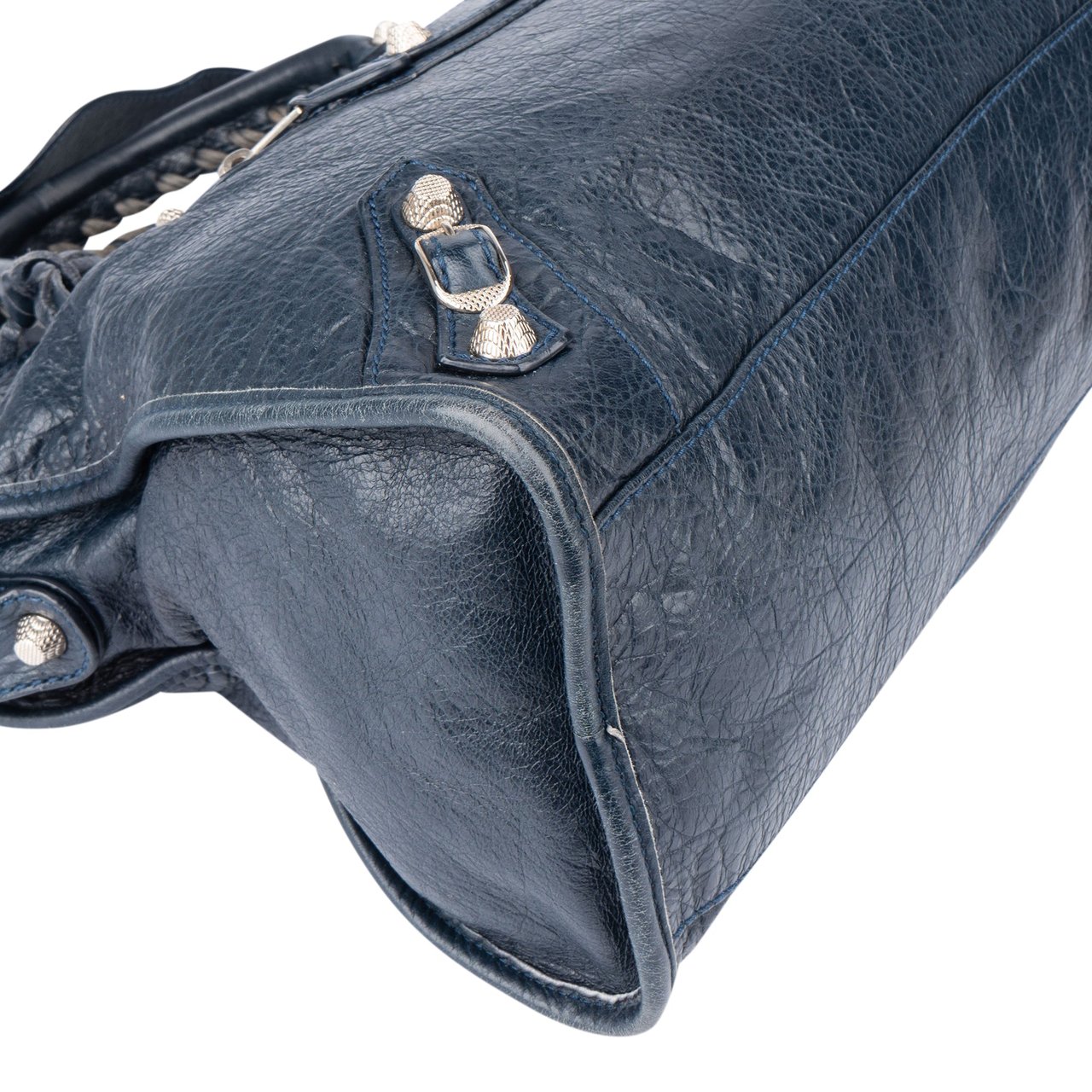 Balenciaga Balenciaga Blue Leather City Handbag Blauw
