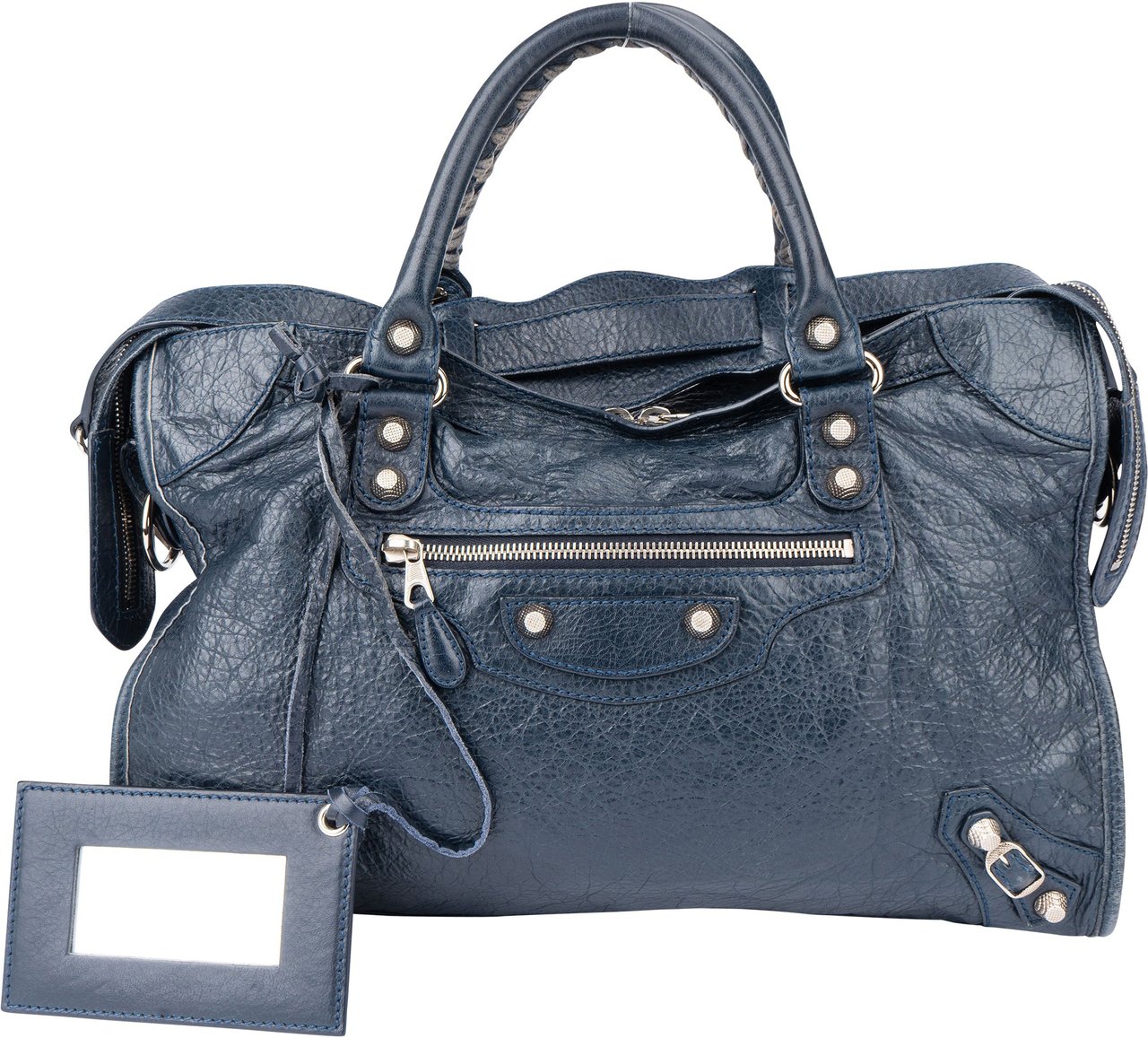 Balenciaga Balenciaga Blue Leather City Handbag Blauw