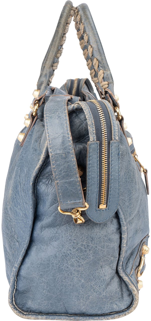 Balenciaga Balenciaga Blue Leather City Handbag Blauw
