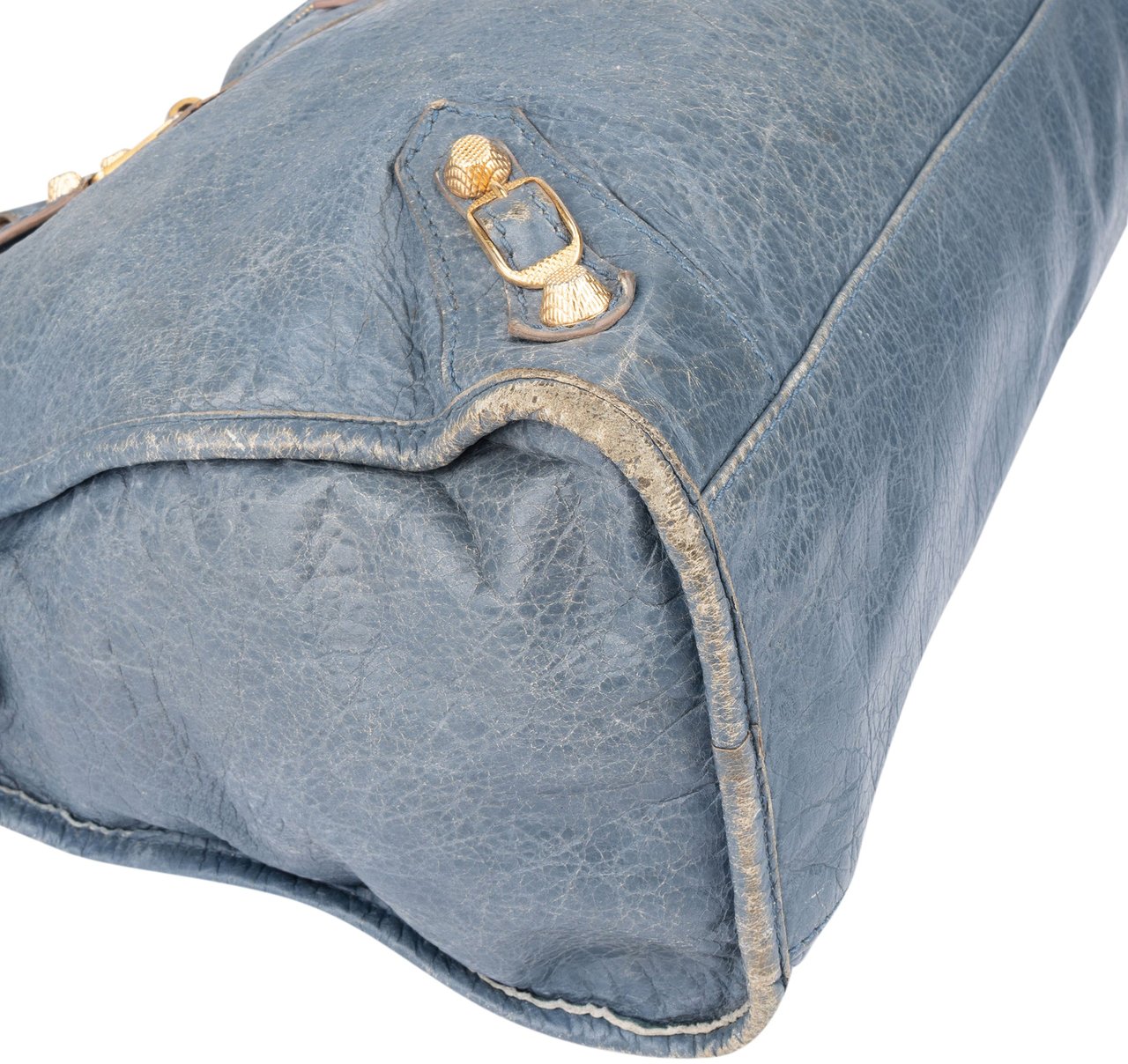 Balenciaga Balenciaga Blue Leather City Handbag Blauw