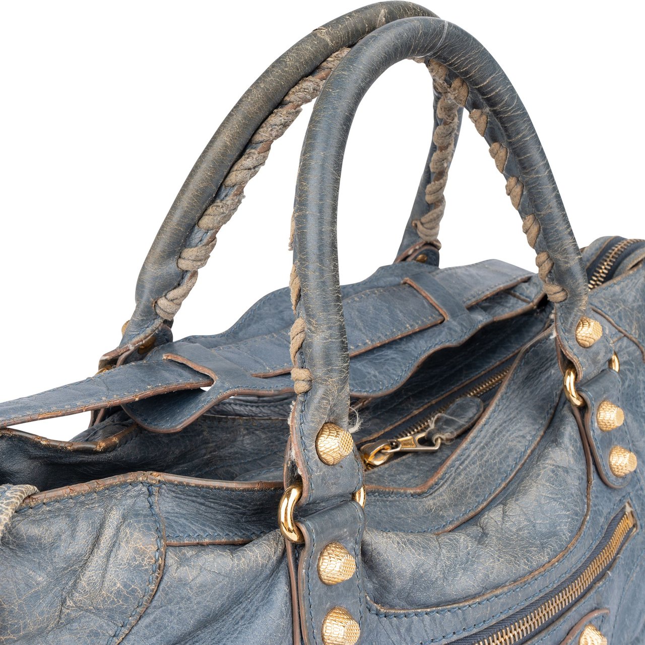 Balenciaga Balenciaga Blue Leather City Handbag Blauw