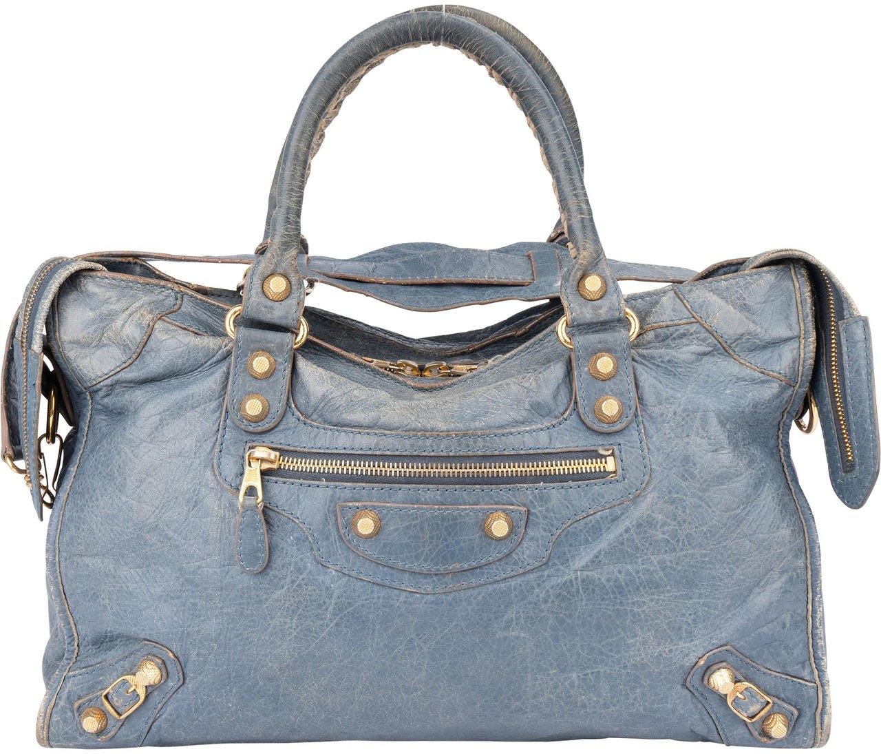 Balenciaga Balenciaga Blue Leather City Handbag Blauw