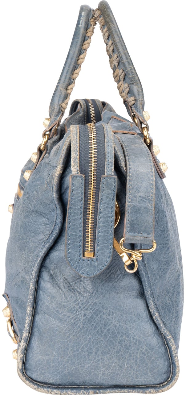 Balenciaga Balenciaga Blue Leather City Handbag Blauw