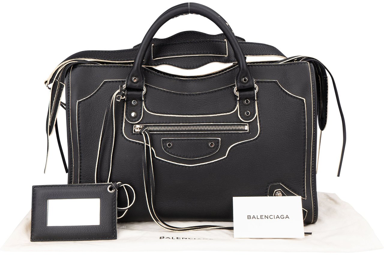 Balenciaga Balenciaga Bicolor Leather City Handbag Zwart