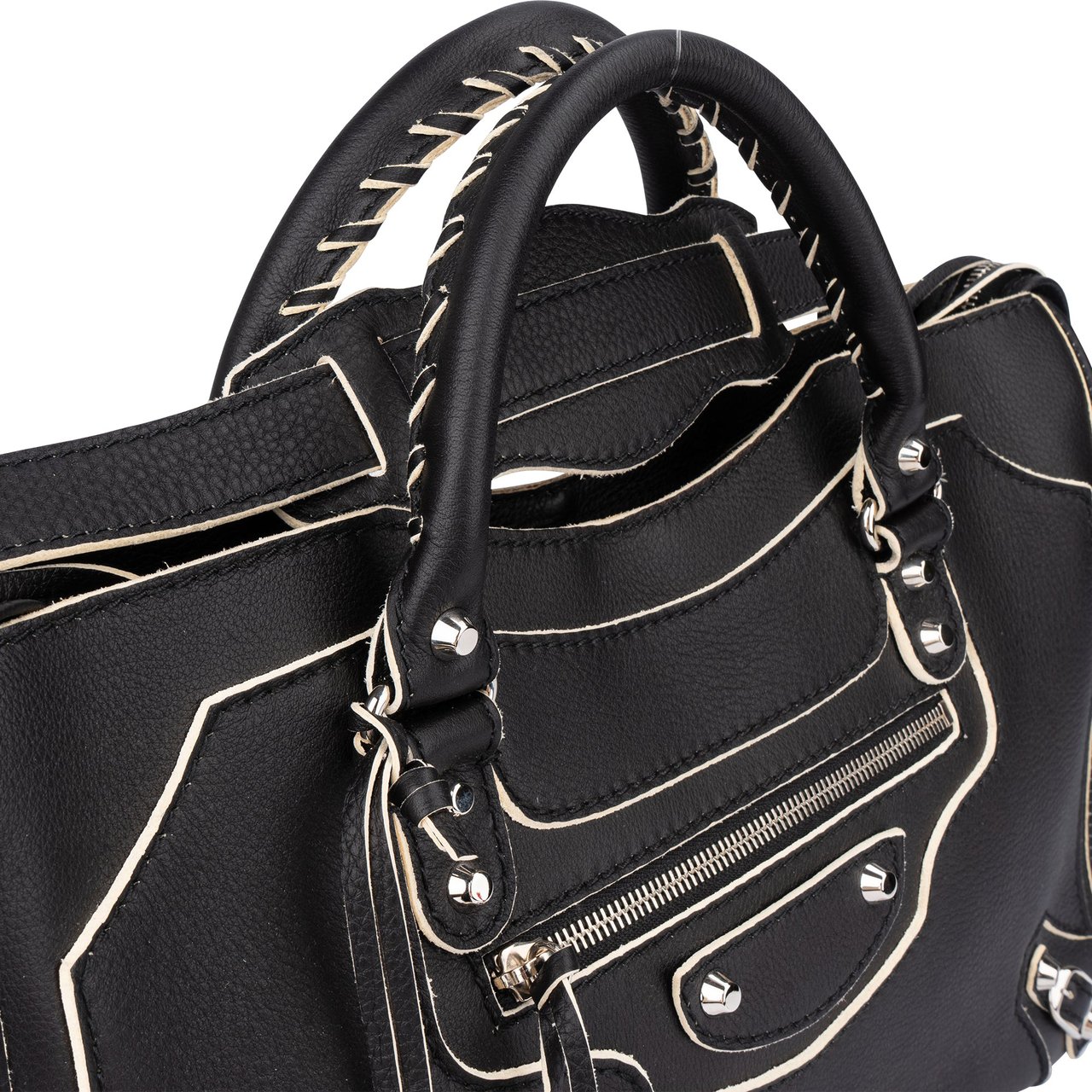 Balenciaga Balenciaga Bicolor Leather City Handbag Zwart