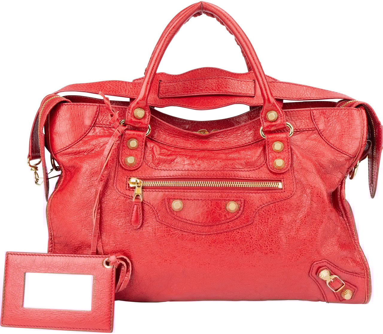 Balenciaga Balenciaga Red Leather City Handbag Rood
