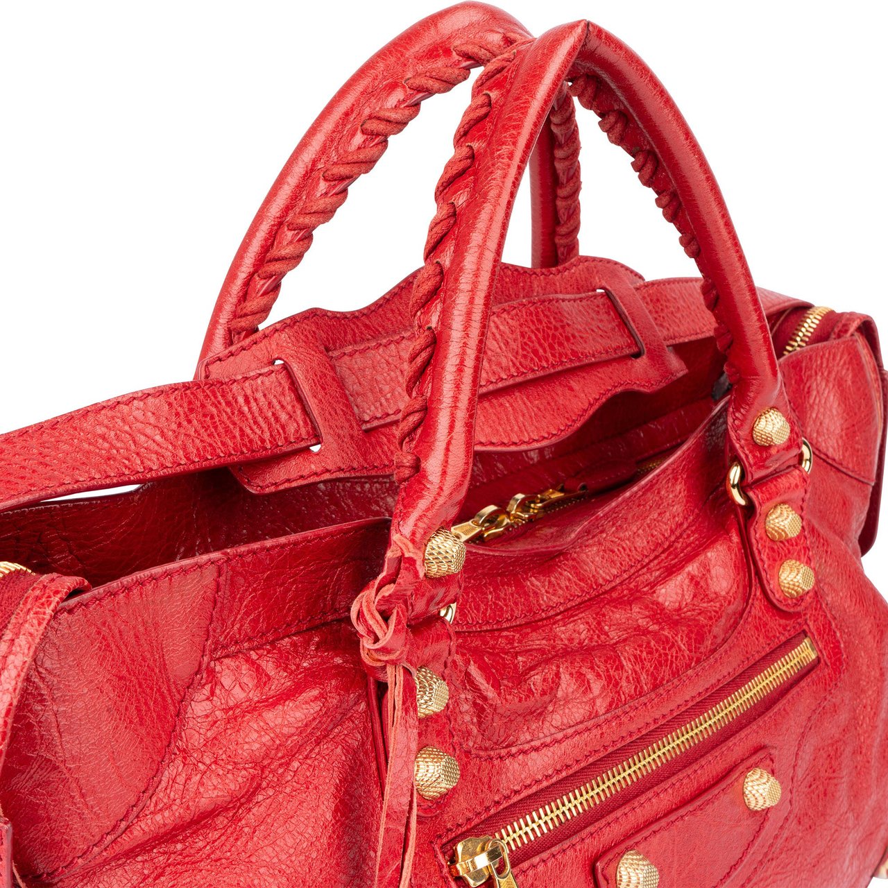 Balenciaga Balenciaga Red Leather City Handbag Rood