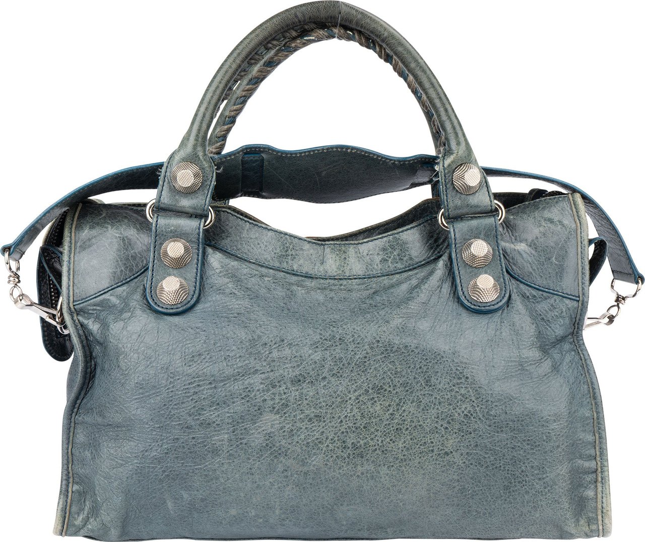 Balenciaga Balenciaga Blue Leather City Handbag Blauw