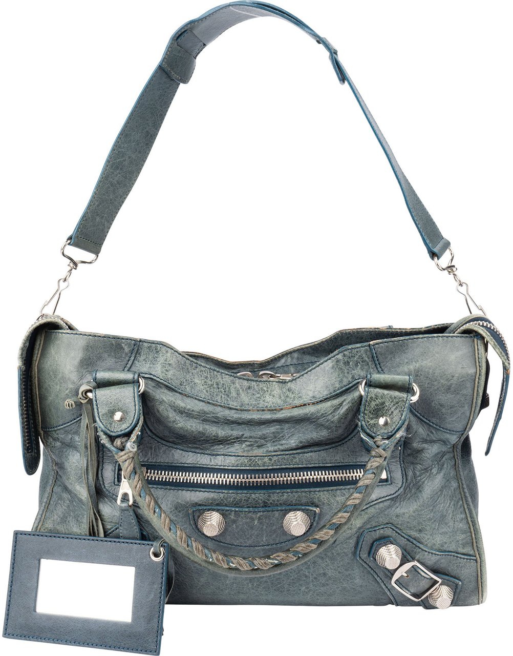 Balenciaga Balenciaga Blue Leather City Handbag Blauw