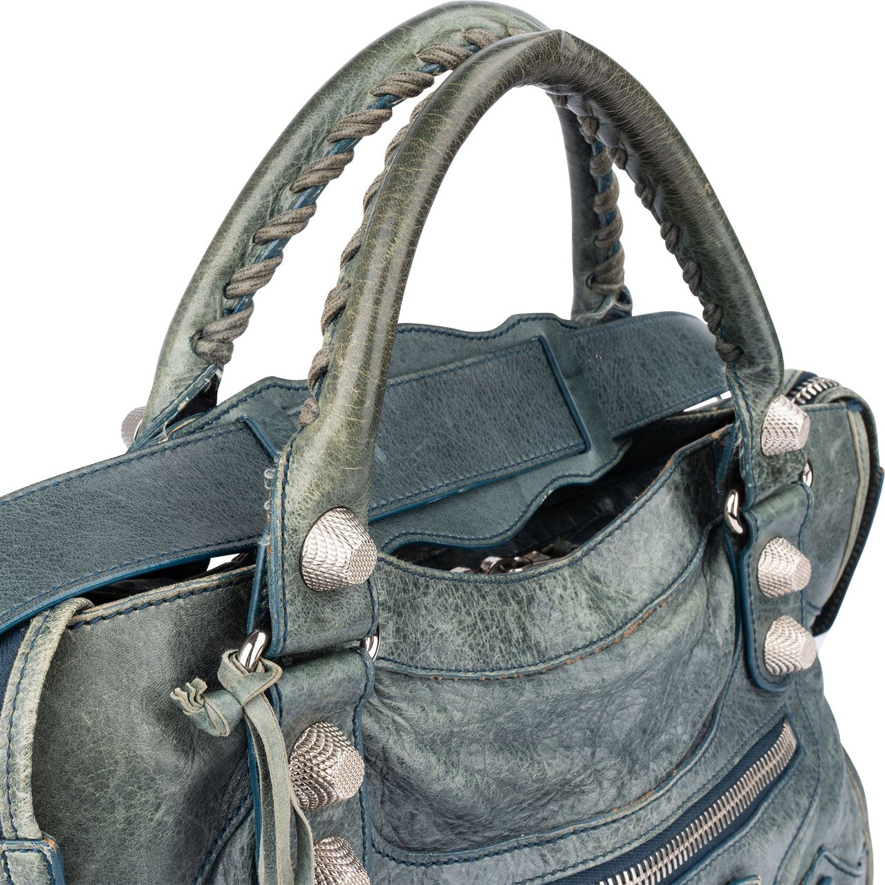 Balenciaga Balenciaga Blue Leather City Handbag Blauw
