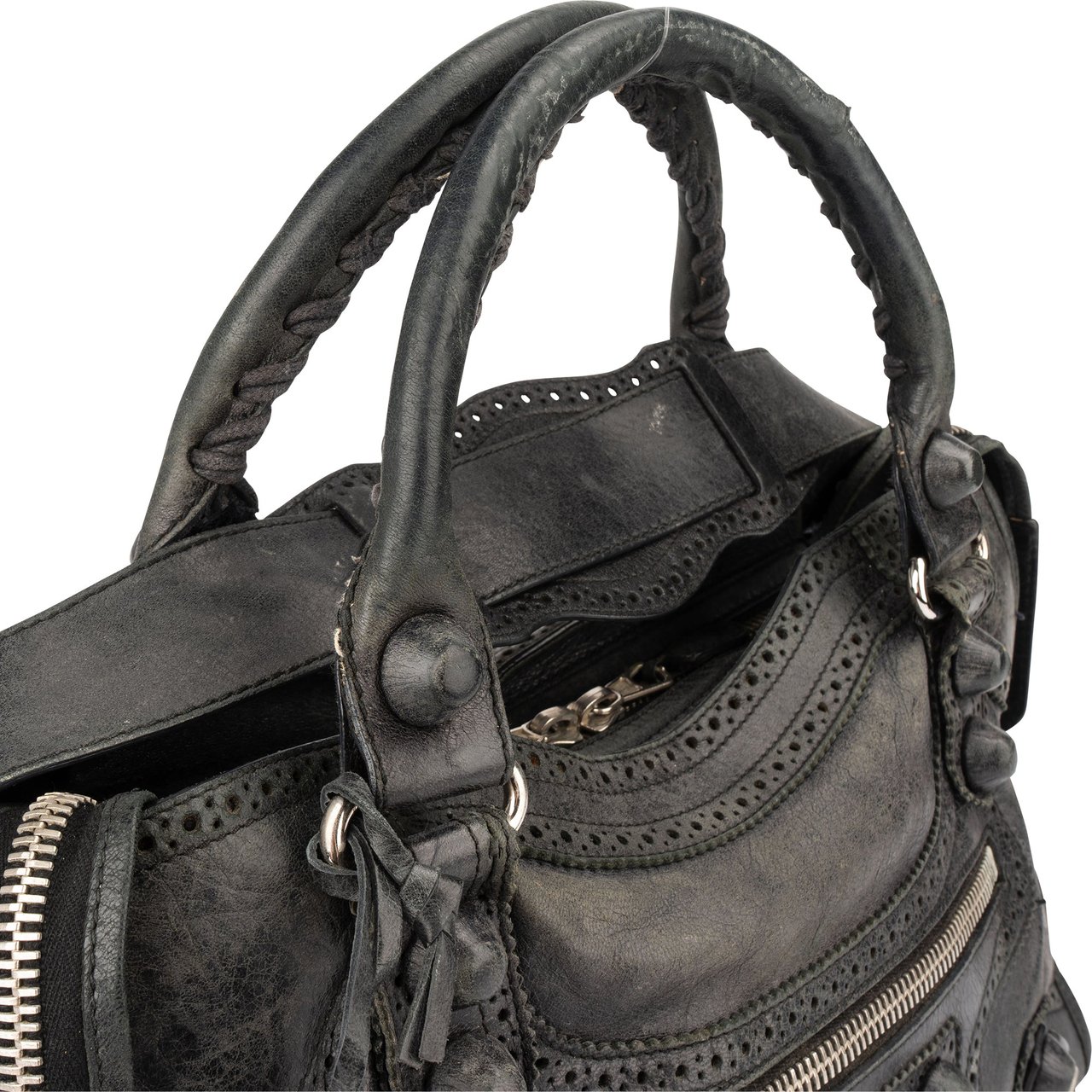 Balenciaga Balenciaga Black Leather Classic City Handbag Zwart