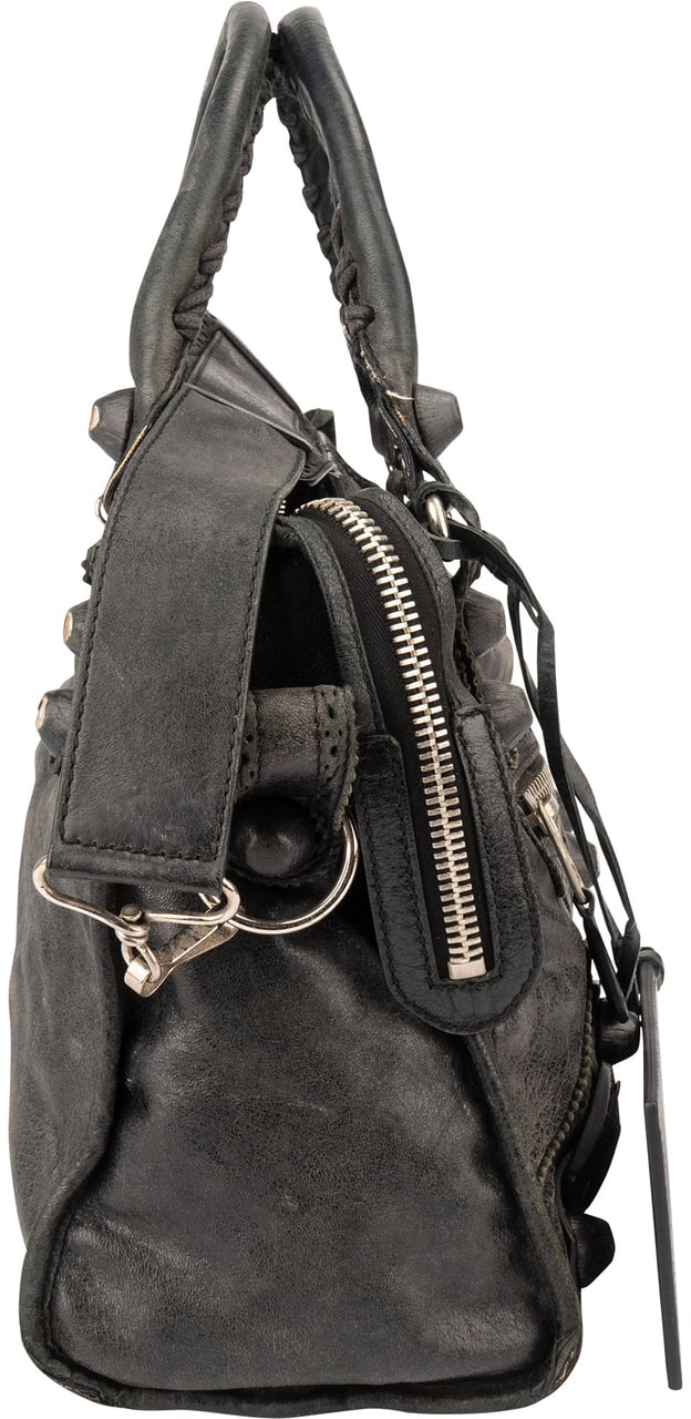 Balenciaga Balenciaga Black Leather Classic City Handbag Zwart