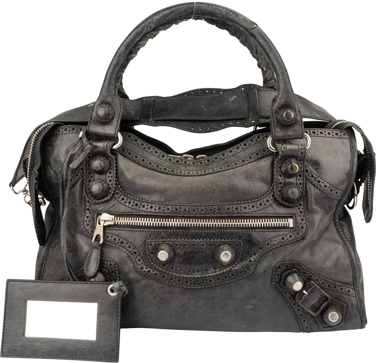 Balenciaga Balenciaga Black Leather Classic City Handbag Zwart