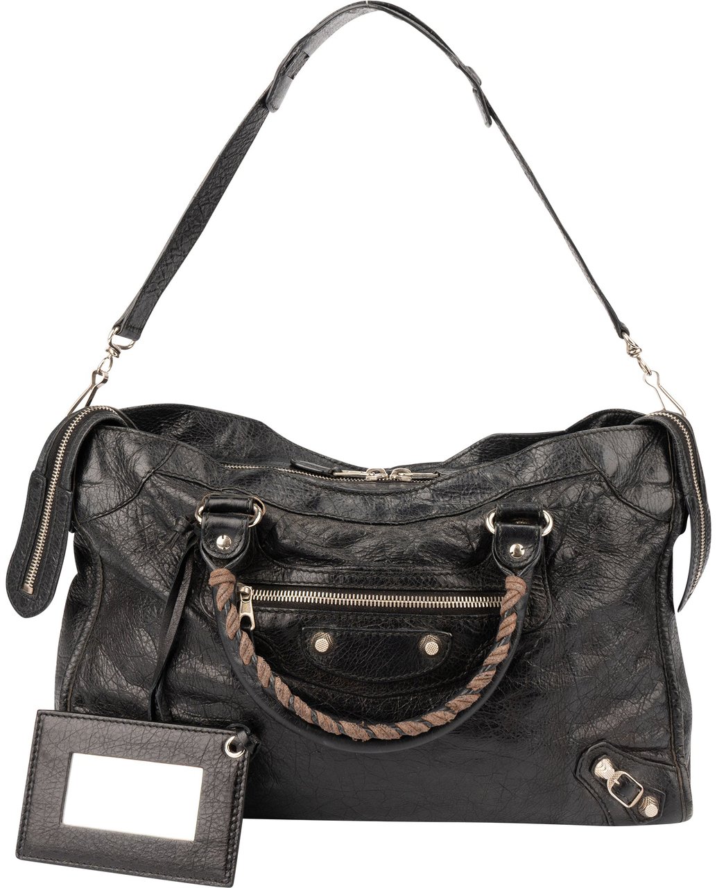 Balenciaga Balenciaga Black Leather City Handbag Zwart