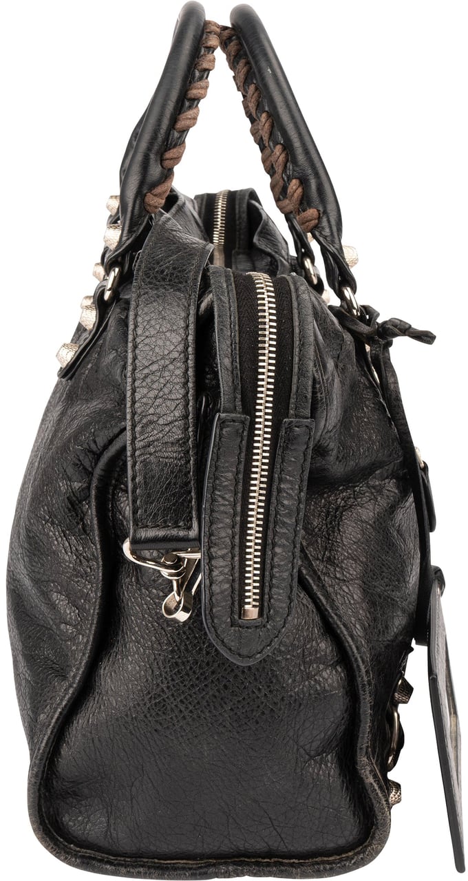 Balenciaga Balenciaga Black Leather City Handbag Zwart