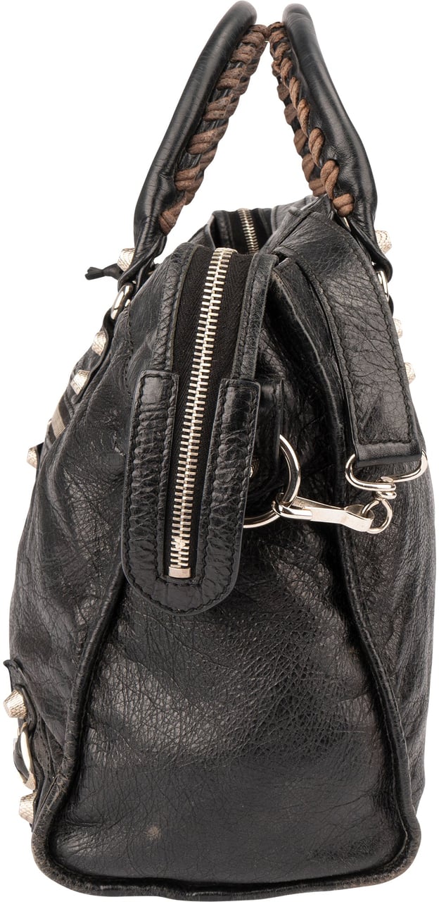 Balenciaga Balenciaga Black Leather City Handbag Zwart