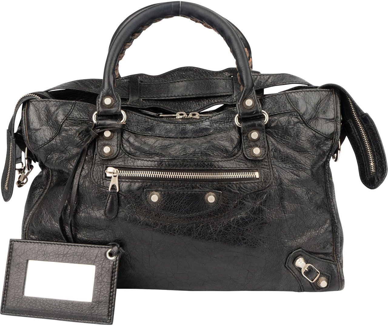 Balenciaga Balenciaga Black Leather City Handbag Zwart