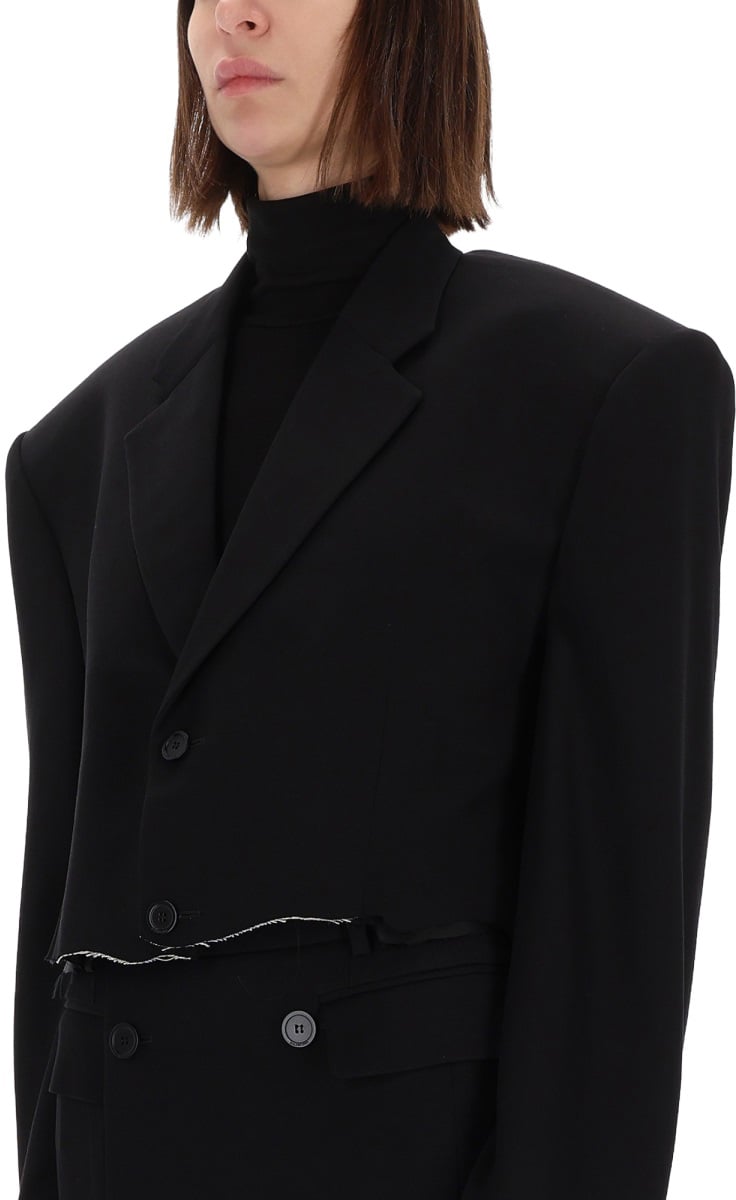Balenciaga SINGLE BREASTED CUT OFF JACKET Zwart