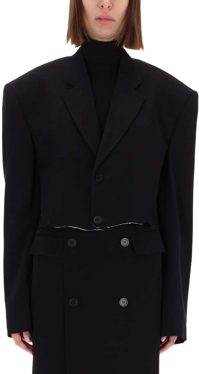 Balenciaga SINGLE BREASTED CUT OFF JACKET Zwart