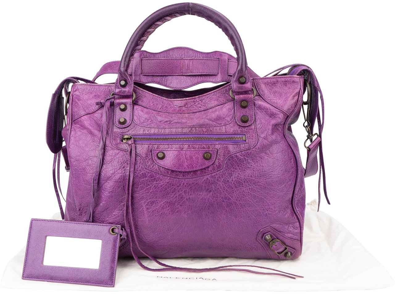 Balenciaga Balenciaga Purple Leather Classic City Handbag Paars