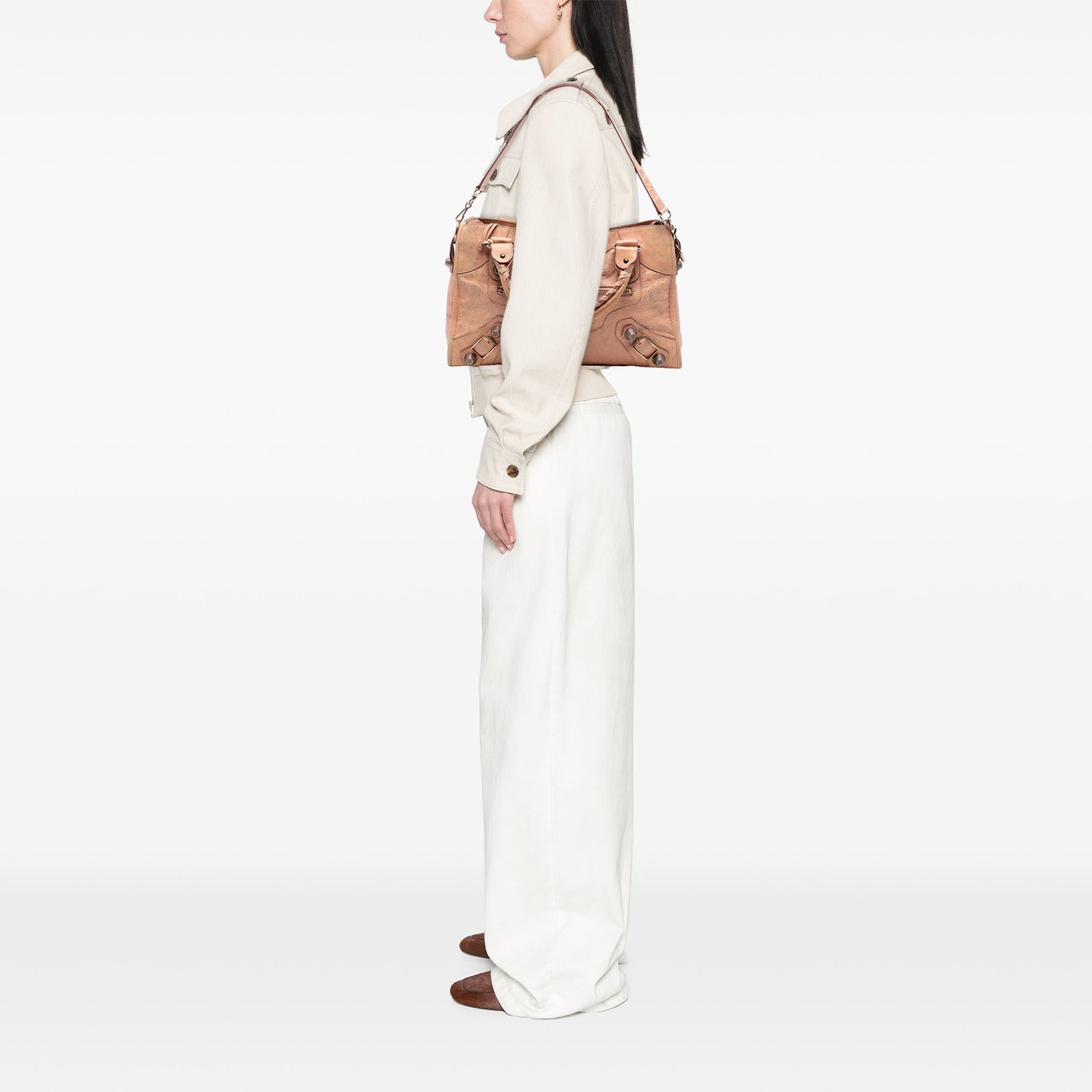 Balenciaga Lambskin Motocross Giant 21 Classic City Satchel Bruin