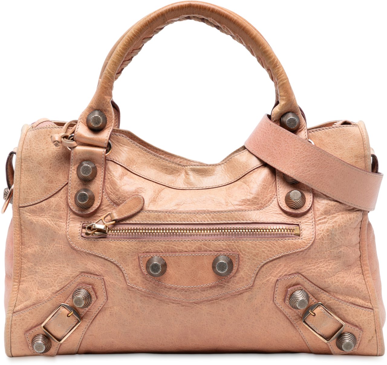 Balenciaga Lambskin Motocross Giant 21 Classic City Satchel Bruin