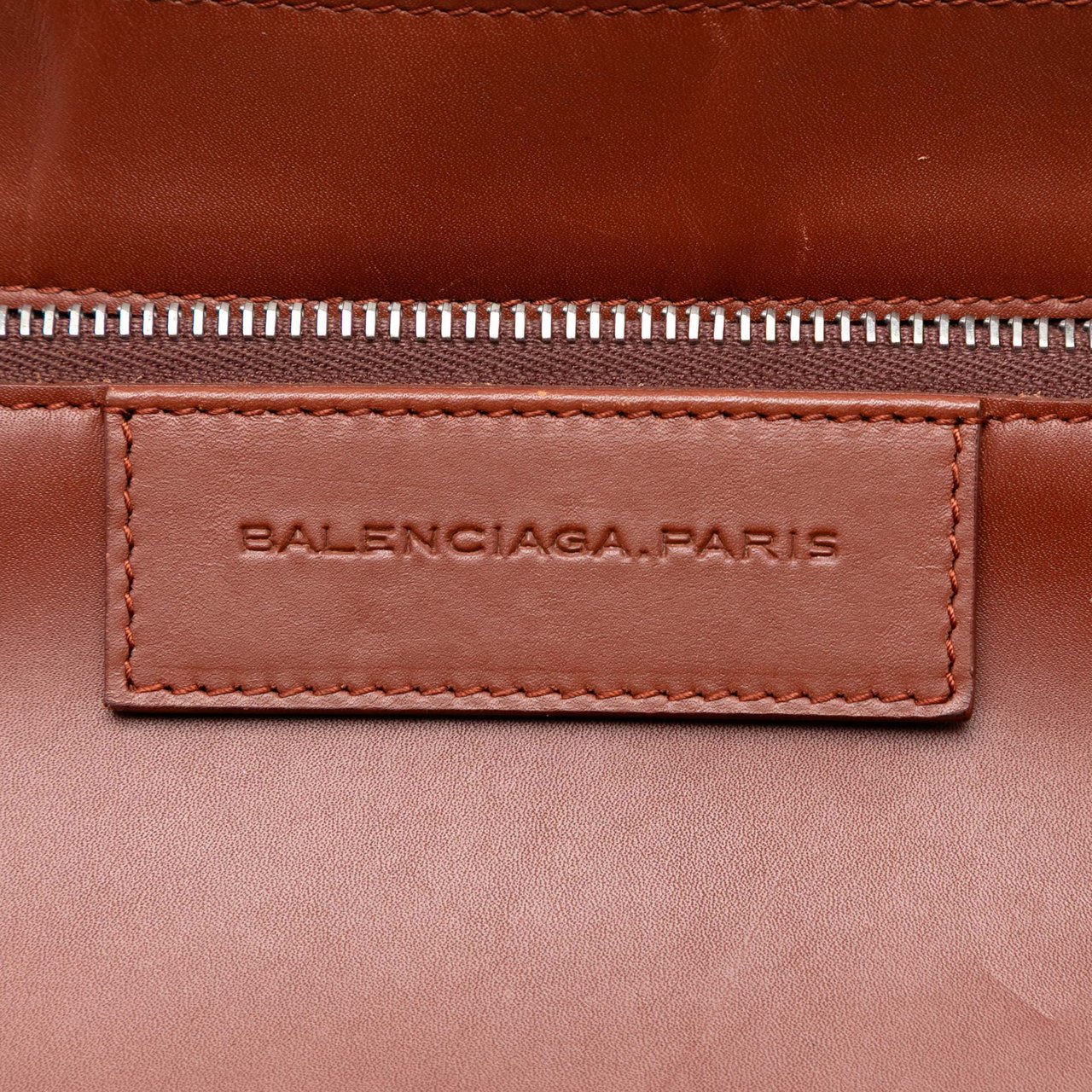 Balenciaga Bicolor Leather Pocket Shopping Tote Bruin