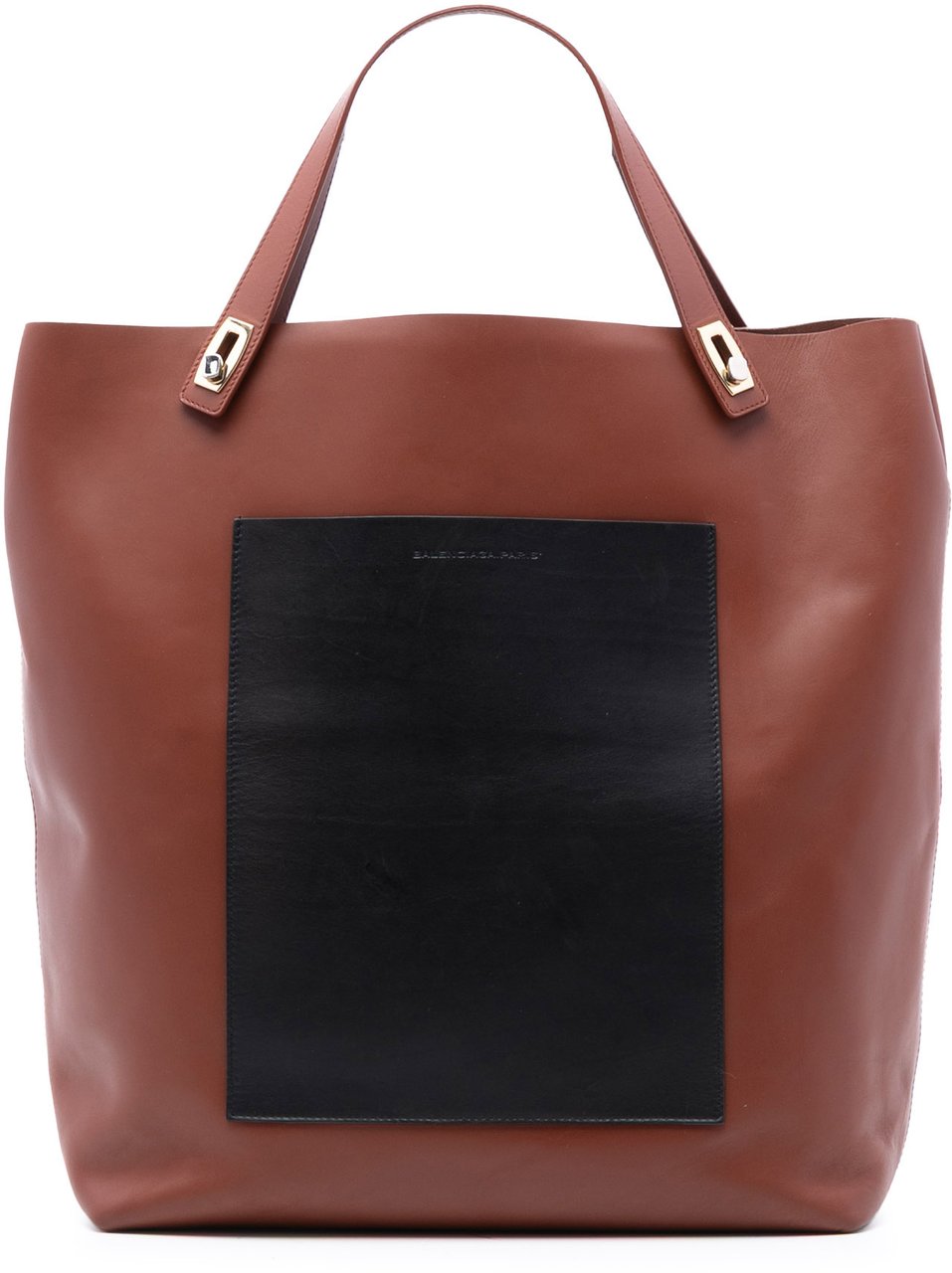 Balenciaga Bicolor Leather Pocket Shopping Tote Bruin