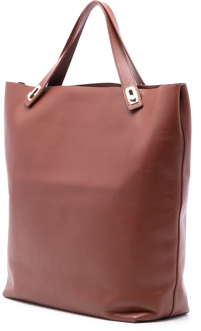Balenciaga Bicolor Leather Pocket Shopping Tote Bruin