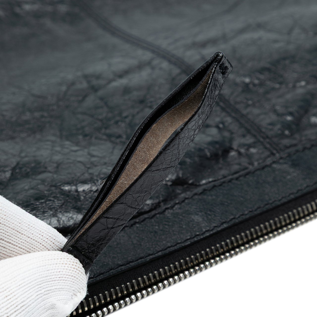 Balenciaga Lambskin Motocross Classic Clip M Clutch Zwart