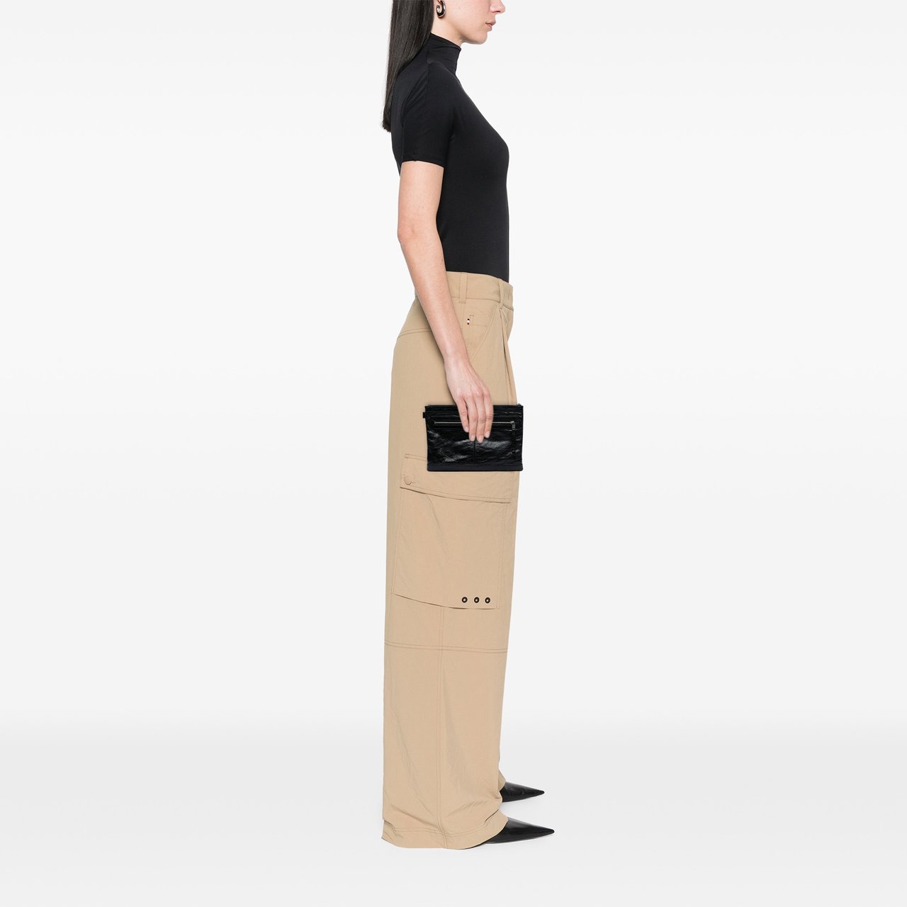 Balenciaga Lambskin Motocross Classic Clip M Clutch Zwart