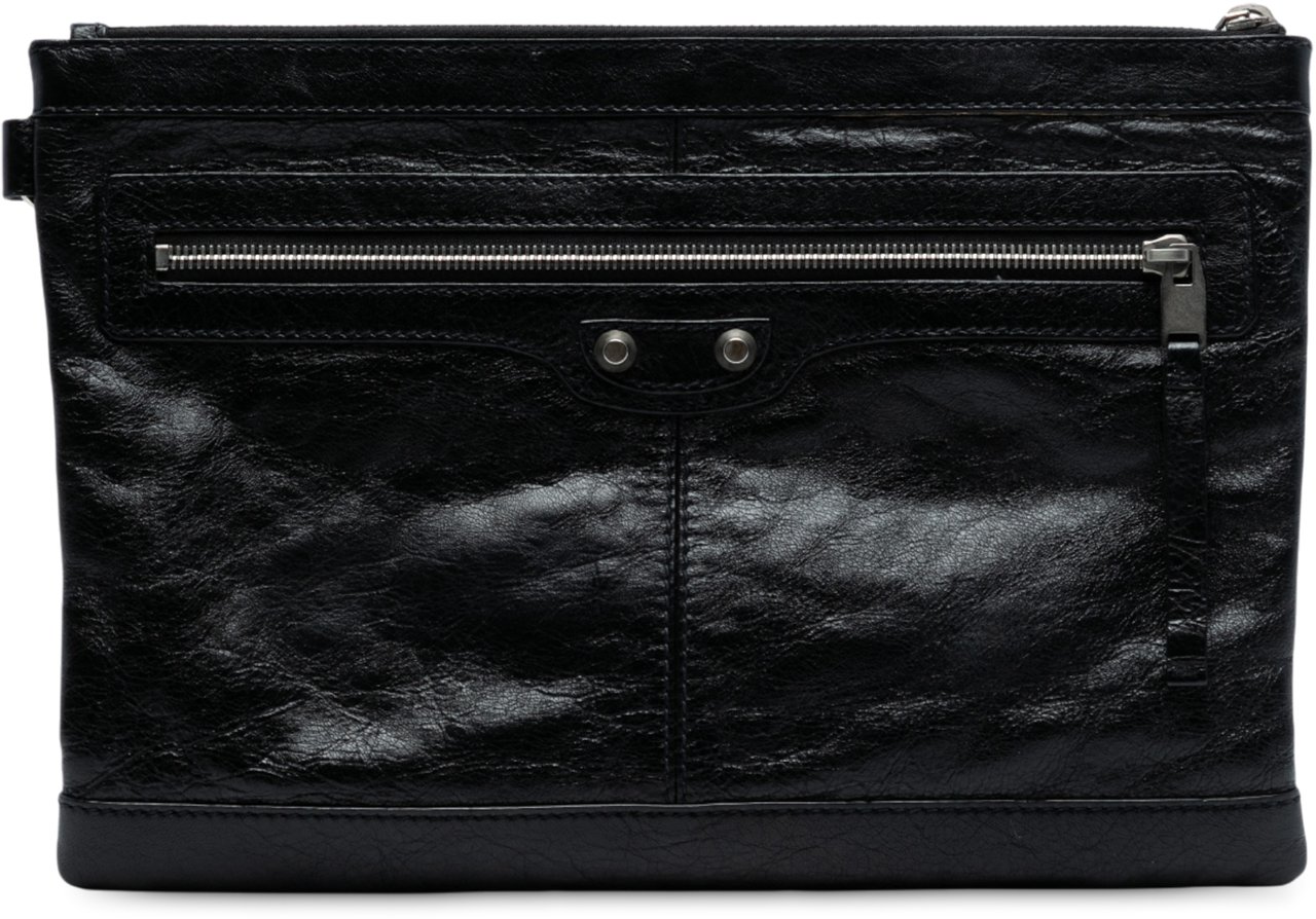 Balenciaga Lambskin Motocross Classic Clip M Clutch Zwart