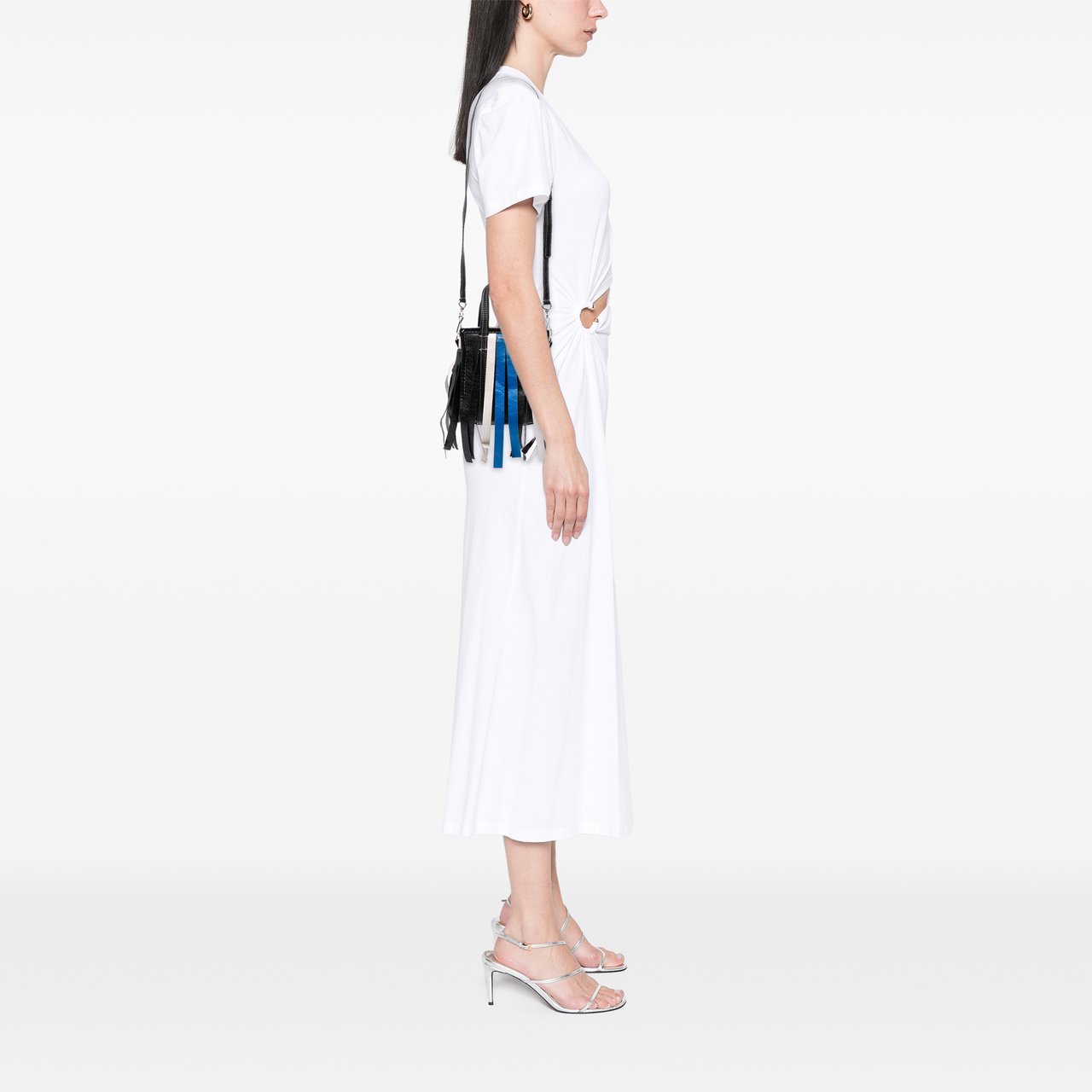 Balenciaga XXS Lambskin Fringe Bazar Shopper Satchel Zwart