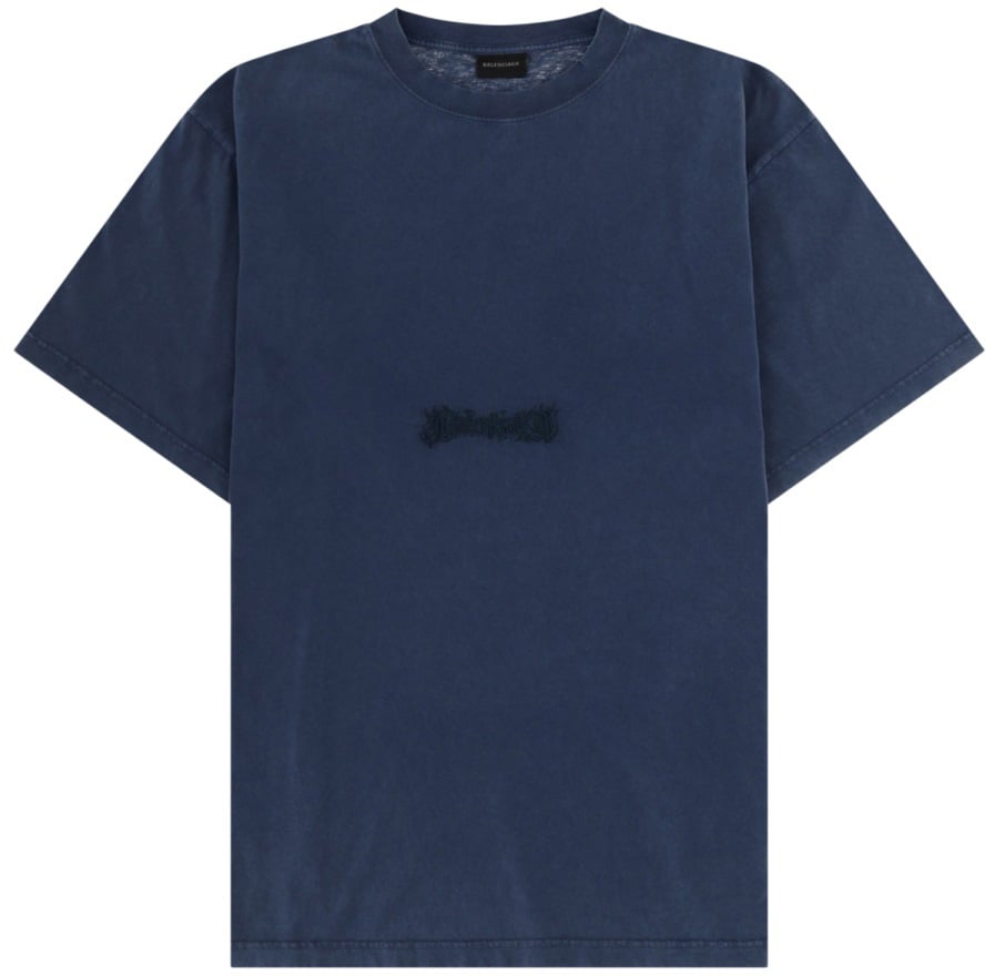 Balenciaga T-SHIRT CON LOGO RICAMATO Blauw