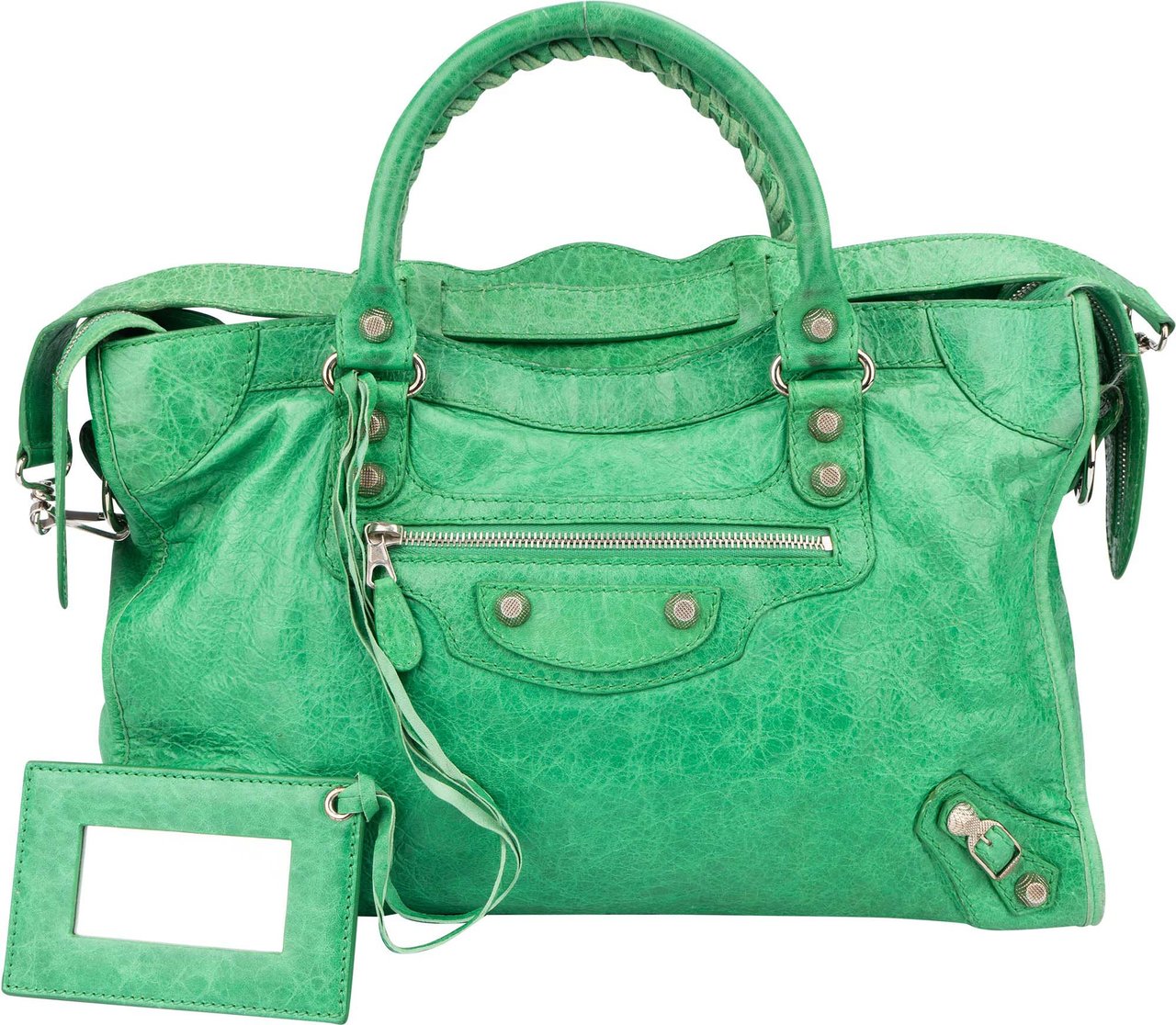 Balenciaga Balenciaga Classic Green Leather City Handbag Groen