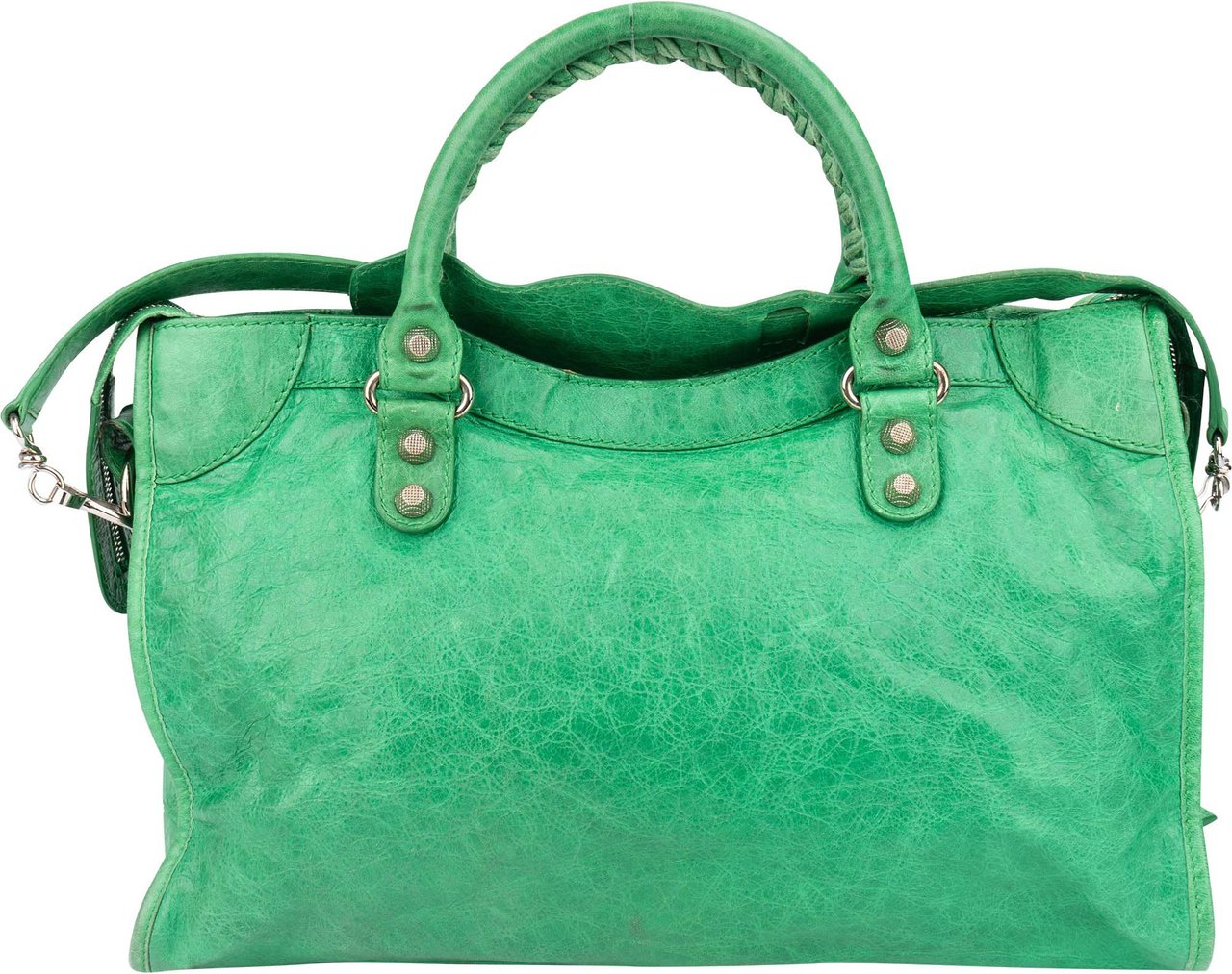 Balenciaga Balenciaga Classic Green Leather City Handbag Groen