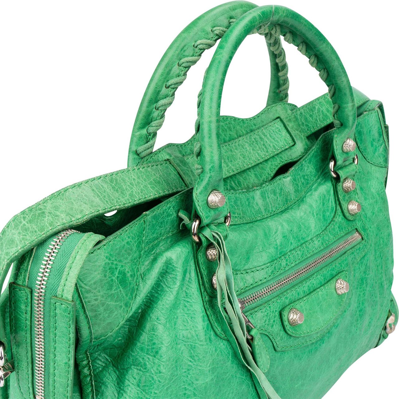 Balenciaga Balenciaga Classic Green Leather City Handbag Groen