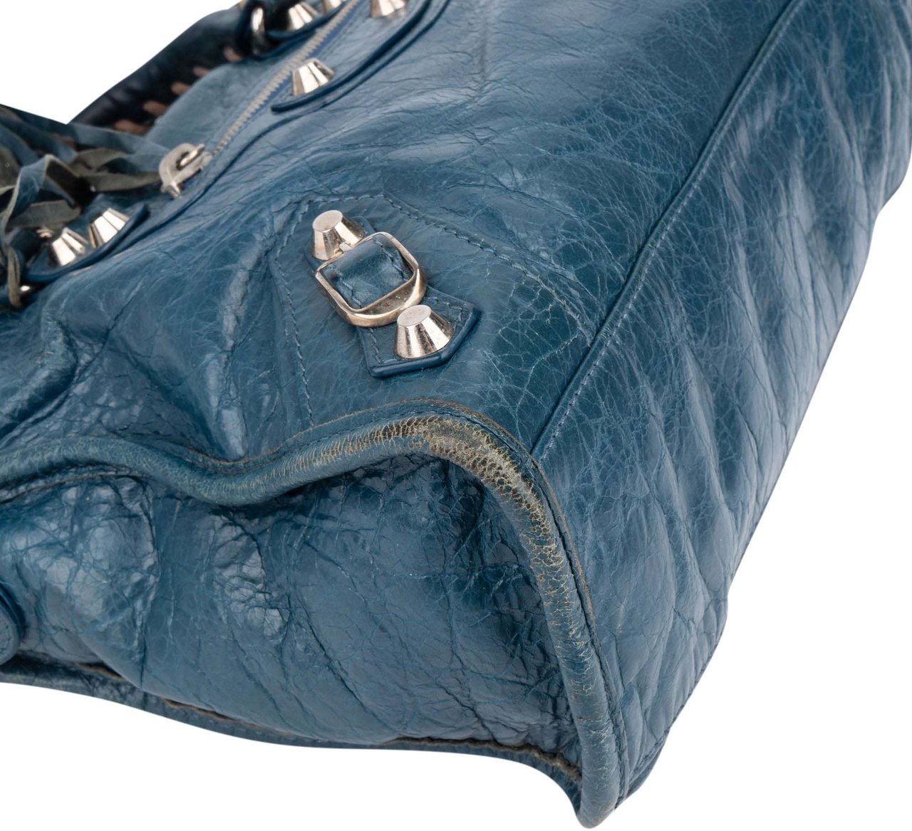 Balenciaga Balenciaga Blue Leather Classic City Handbag Blauw