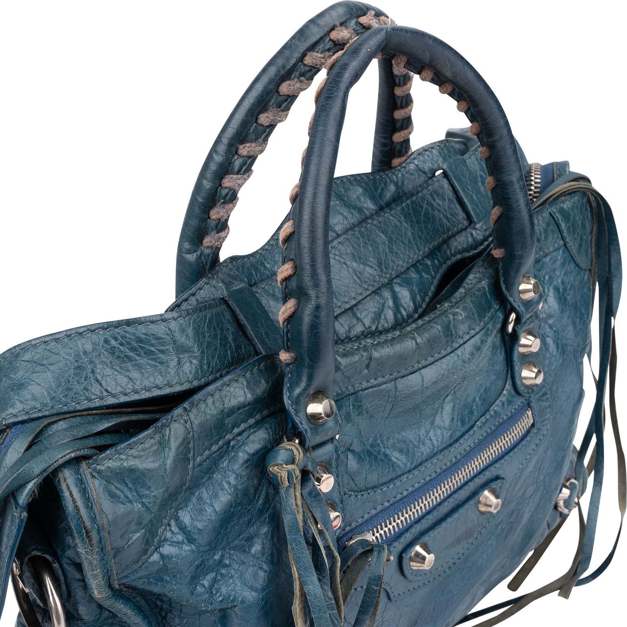 Balenciaga Balenciaga Blue Leather Classic City Handbag Blauw