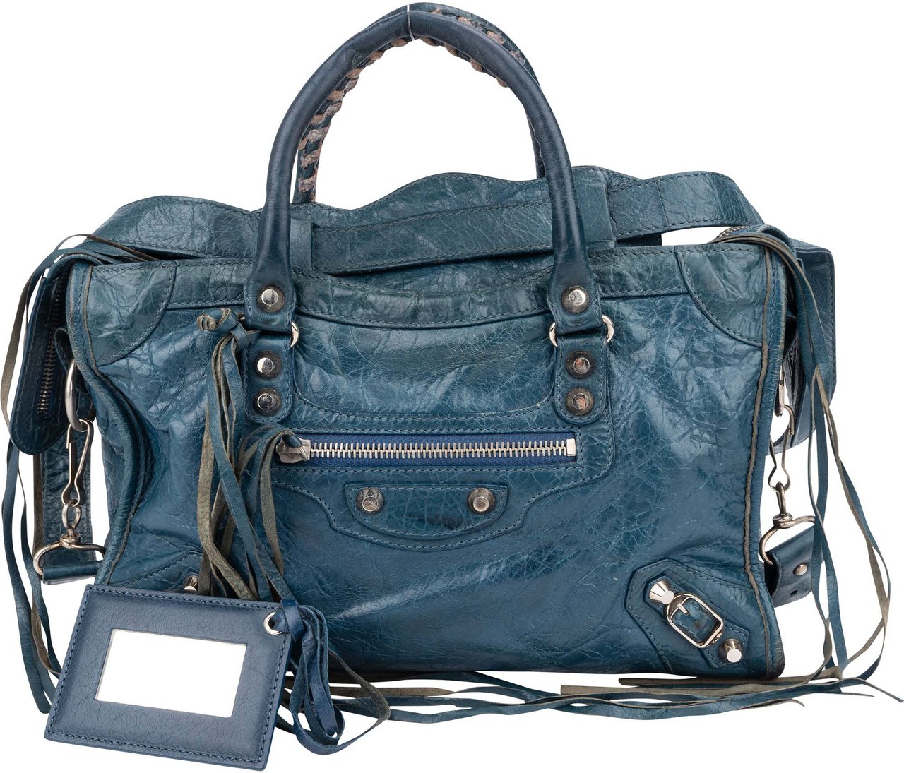 Balenciaga Balenciaga Blue Leather Classic City Handbag Blauw