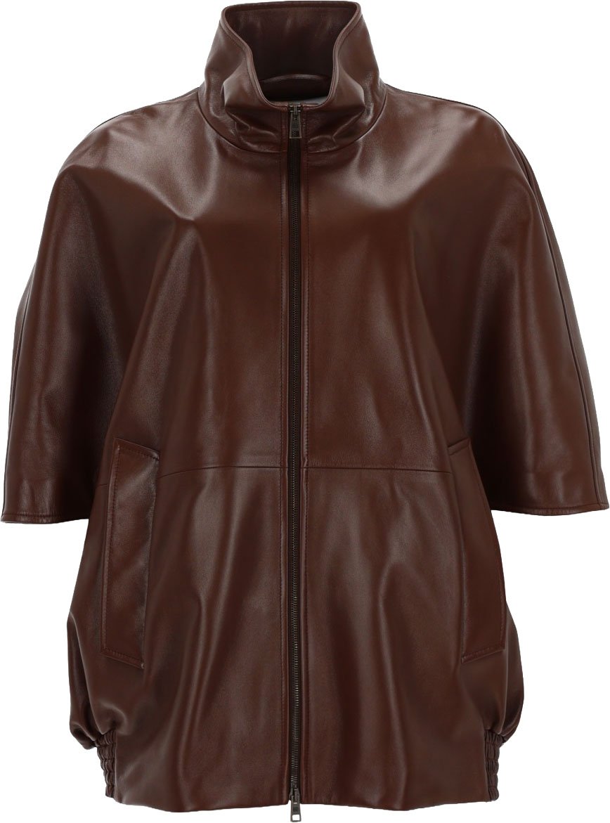 Balenciaga GIACCA IN PELLE CON ZIP Bruin