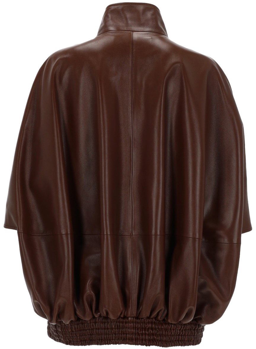 Balenciaga GIACCA IN PELLE CON ZIP Bruin